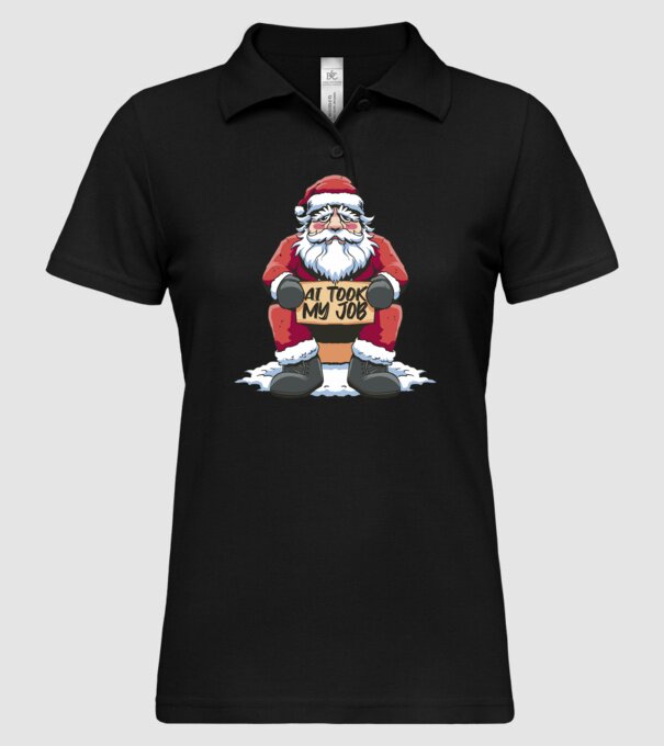 AI took my job Santa model negru pe tricou