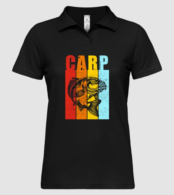 Carp Pescuit model negru pe tricou