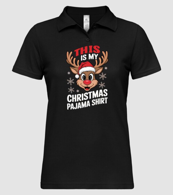 Christmas Pajama Reindeer Negru model negru pe tricou
