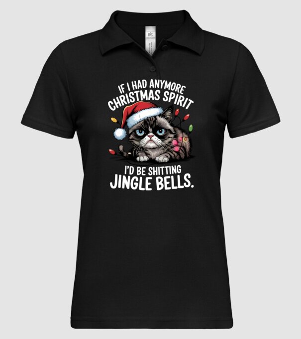Christmas Spirit Grumpy Cat Negru model negru pe tricou