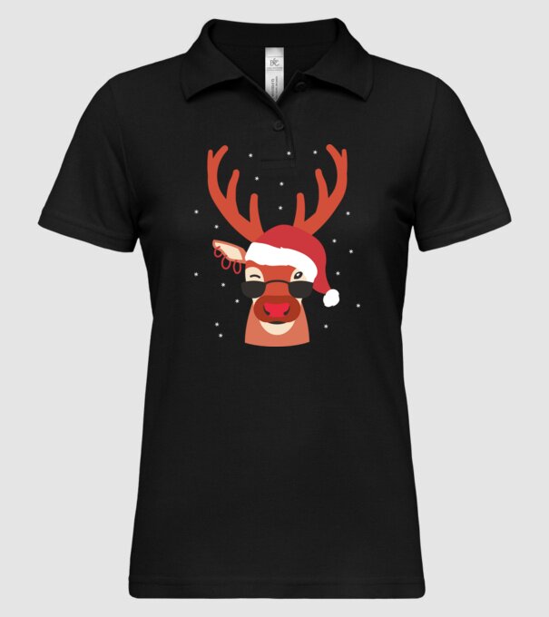 Cool Reindeer Rudolph model negru pe tricou