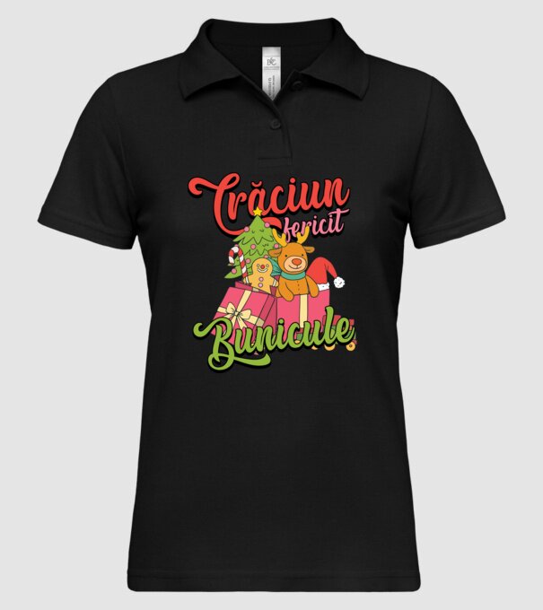 CRĂCIUN FERICIT BUNICULE model negru pe tricou