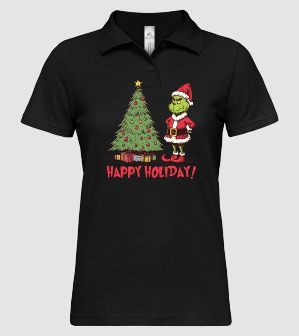 Happy Holiday Grinch model negru pe tricou