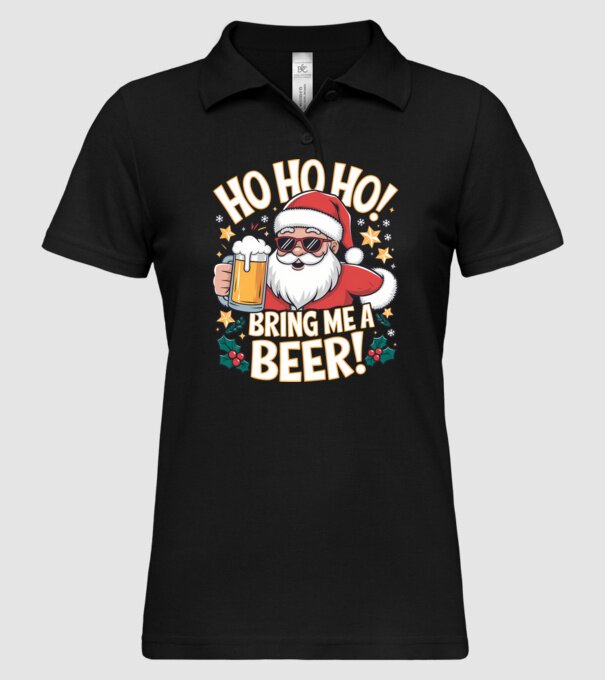 HO HO HO bring me a BEER santa Negru model negru pe tricou