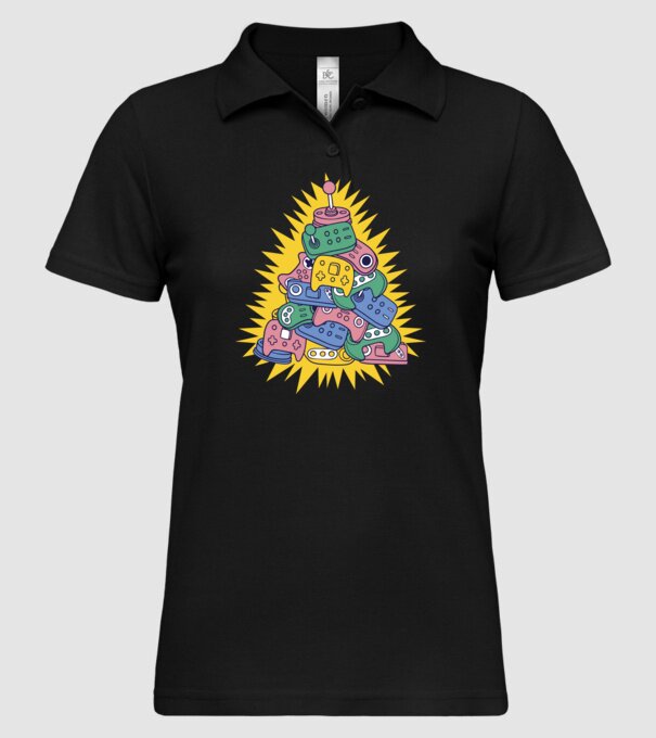 Joystick pom de Crăciun model negru pe tricou
