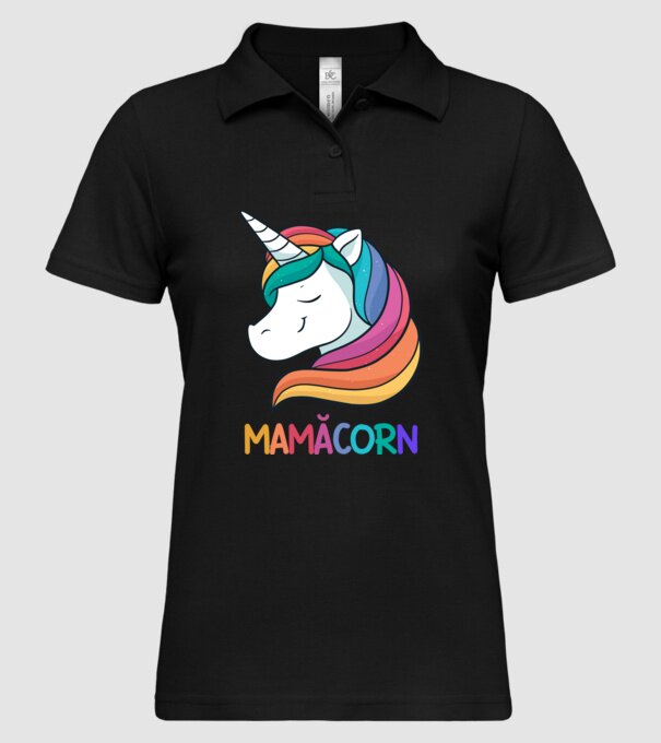 mamăcorn model negru pe tricou