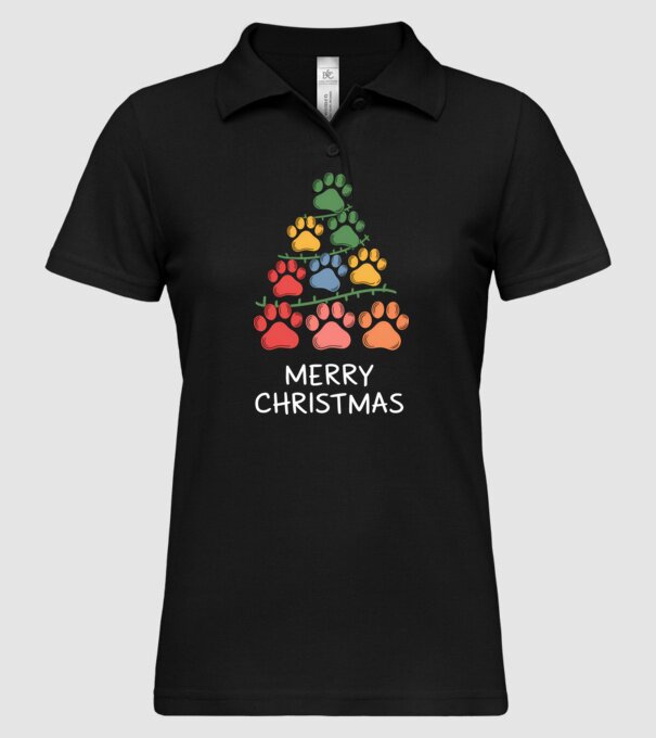 Merry Christmas Paws Negru model negru pe tricou