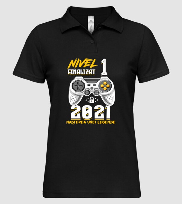 Nivel 1 finalizat. 2021 nașterea unei legende model negru pe tricou