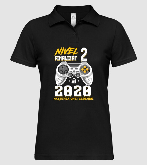 Nivel 2 finalizat. 2020 nașterea unei legende model negru pe tricou
