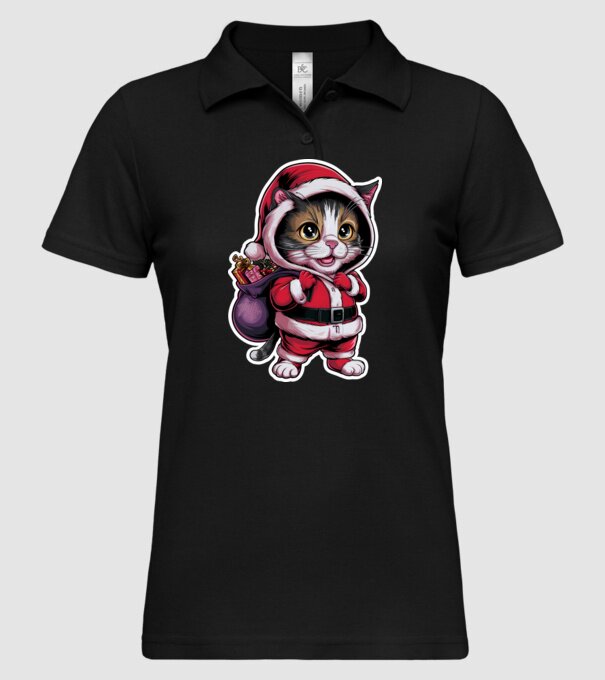 Santa Cat model negru pe tricou