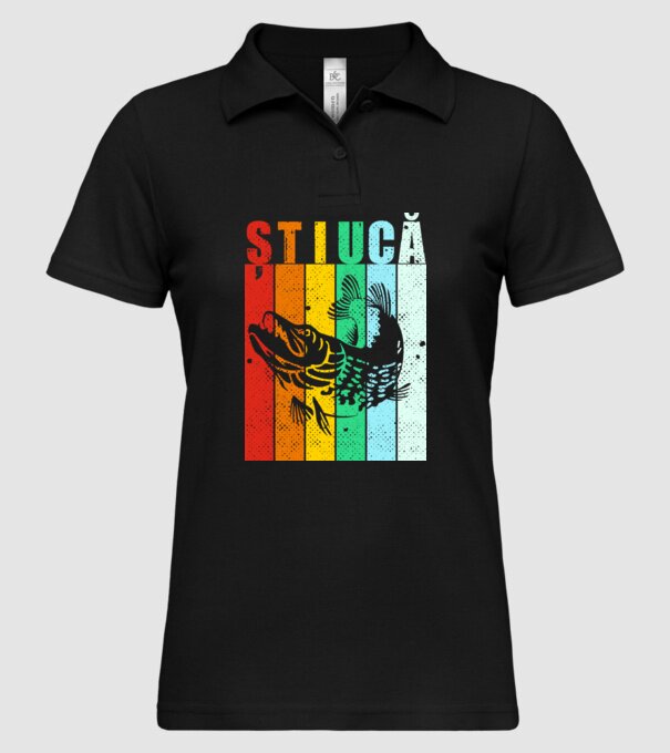 știucă model negru pe tricou