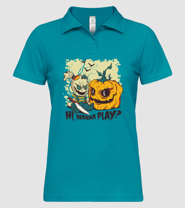 Vrei să te joci? Halloween model turcoaz pe tricou
