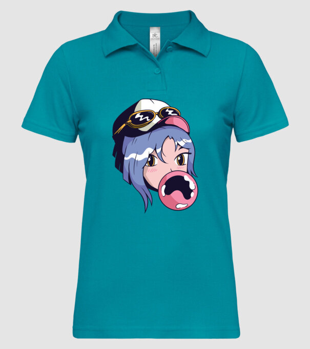 fată Anime cu gumă de mestecat model turcoaz pe tricou