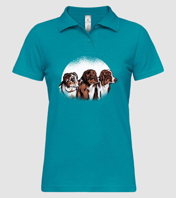 Câine ciobănesc Australian model turcoaz pe tricou