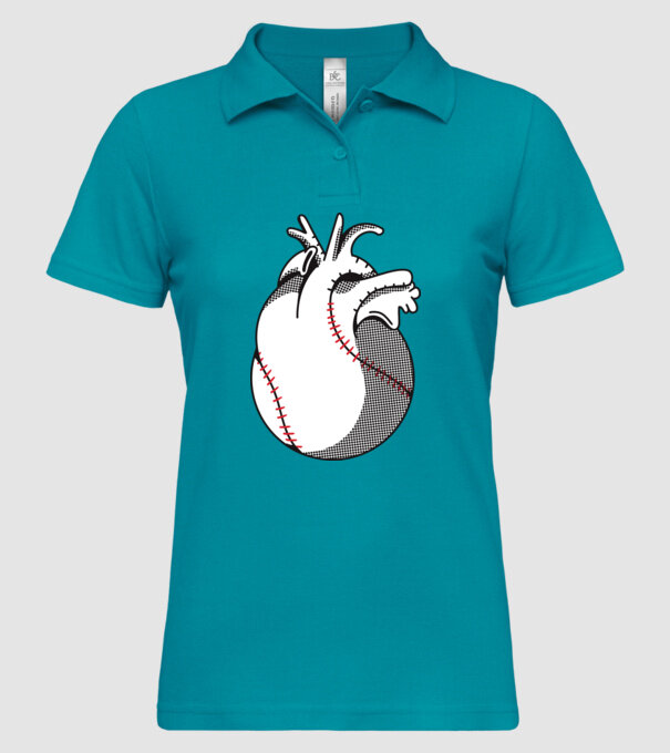Inimă Baseball model turcoaz pe tricou