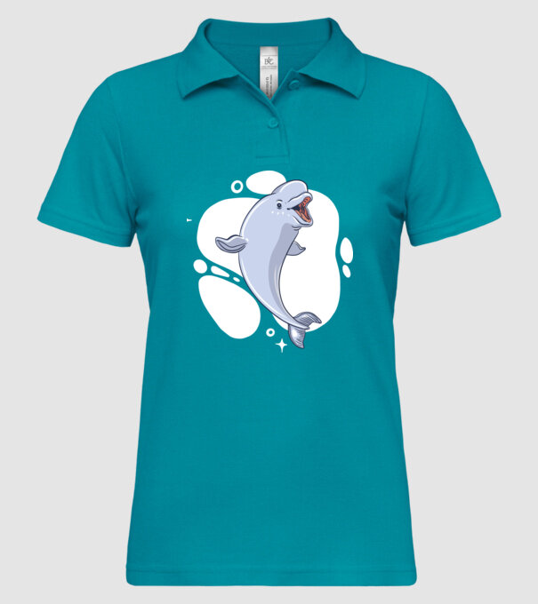 Balenă Beluga model turcoaz pe tricou