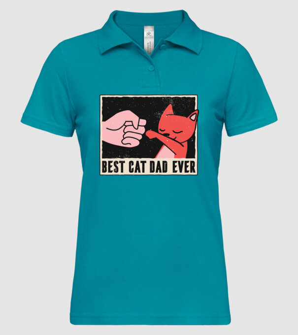 Best Cat Dad Ever - Cel mai bun stăpân de pisică model turcoaz pe tricou