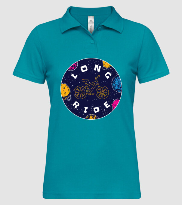 Spațiu cu bicicletă model turcoaz pe tricou