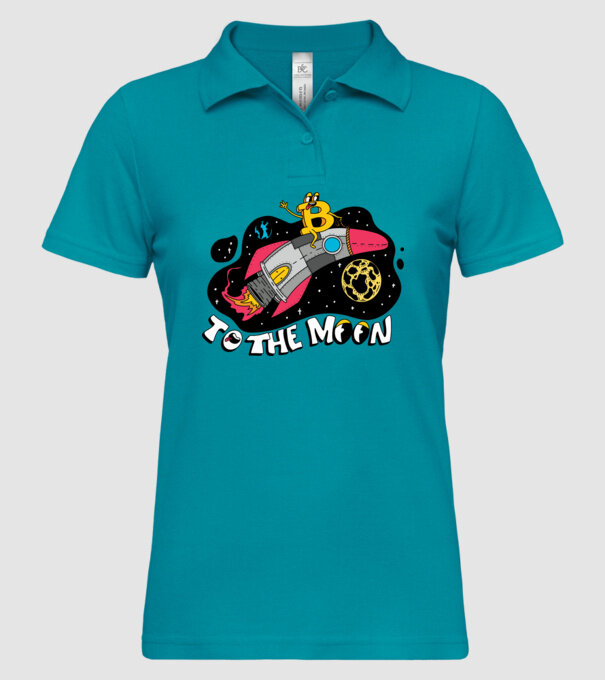 Bitcoin to the moon model turcoaz pe tricou