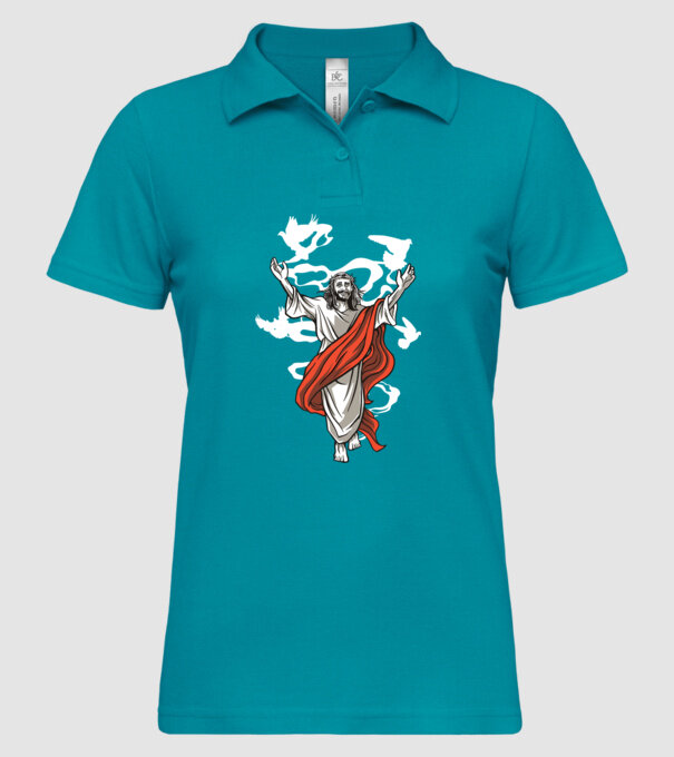 Isus fericit tricou creștin model turcoaz pe tricou