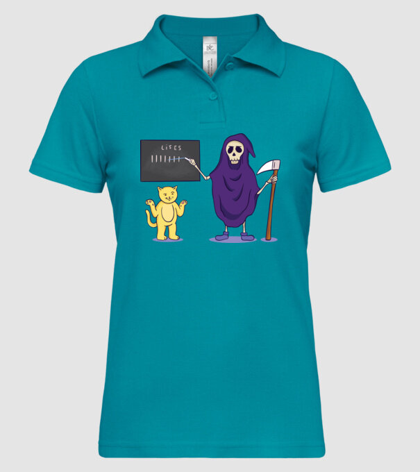 Cele 9 vieți ale pisicii model turcoaz pe tricou