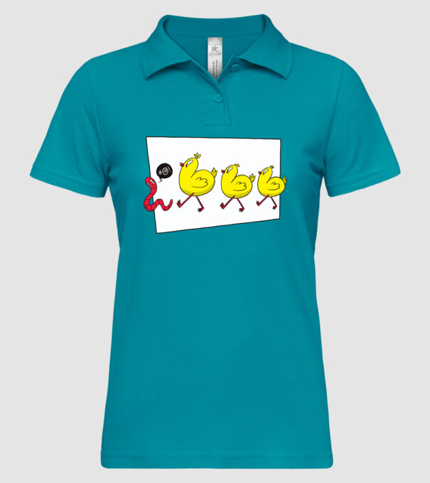 Pui cu vierme model turcoaz pe tricou