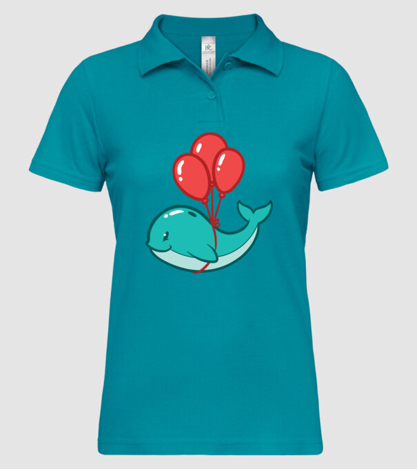 Balenă Drăguță cu Balon model turcoaz pe tricou