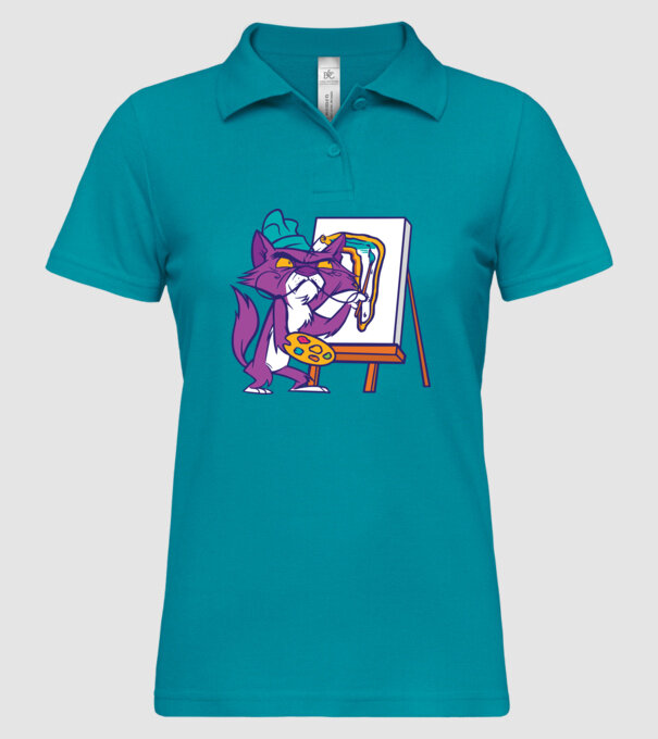 Pisică Dali model turcoaz pe tricou