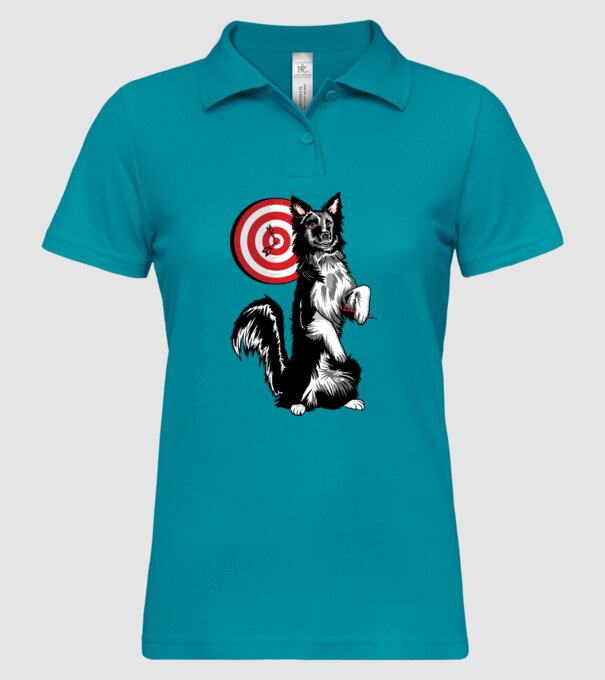 Câine cu Darts model turcoaz pe tricou