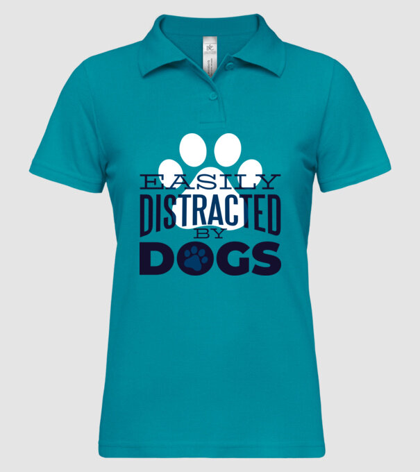Easily Distracted By Dogs Tricou cu Câine amuzant model turcoaz pe tricou