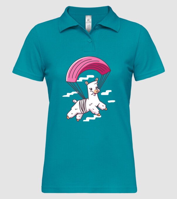 Alpaca parașutist model turcoaz pe tricou