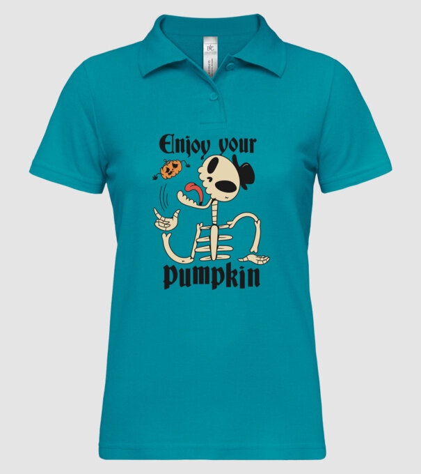 Enjoy your pumpkin Skeleton model turcoaz pe tricou