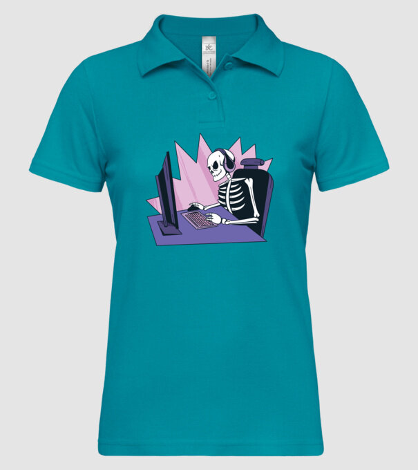 Schelet Gamer model turcoaz pe tricou