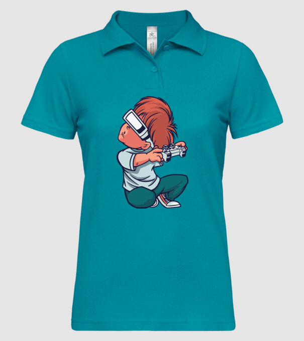 Băiat Gamer cu ochelari VR model turcoaz pe tricou