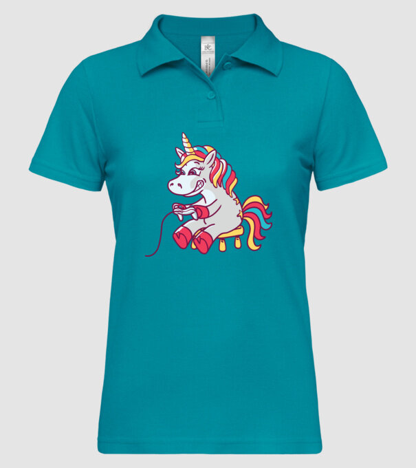 Gamer Unicorn model turcoaz pe tricou