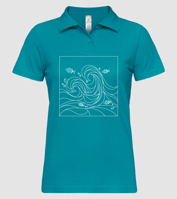 Ocean geometric model turcoaz pe tricou