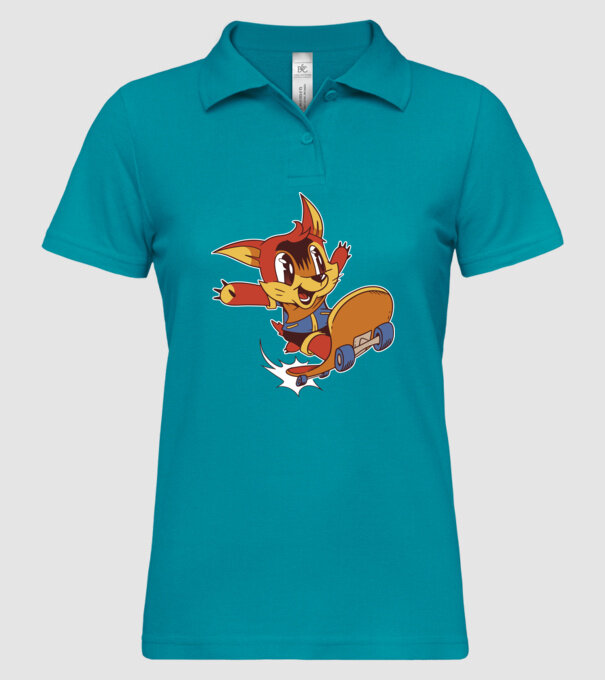 Veveriță Skateboarder model turcoaz pe tricou