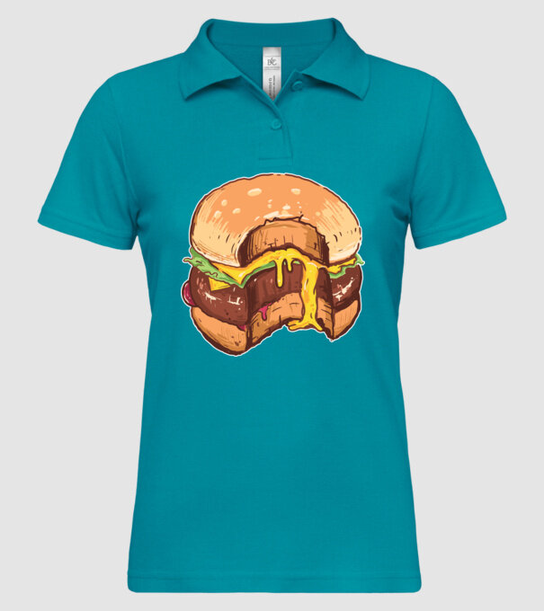 Hamburger model turcoaz pe tricou