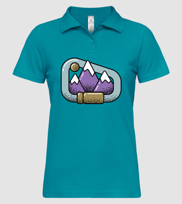 Carabină de alpinist model turcoaz pe tricou