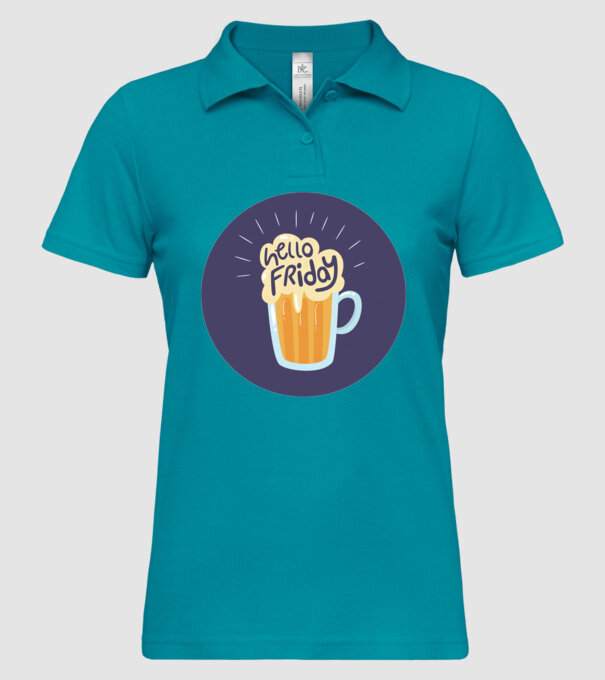 Hello Friday model turcoaz pe tricou