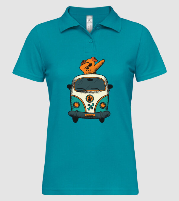Microbuz Hippi Câine DAB model turcoaz pe tricou