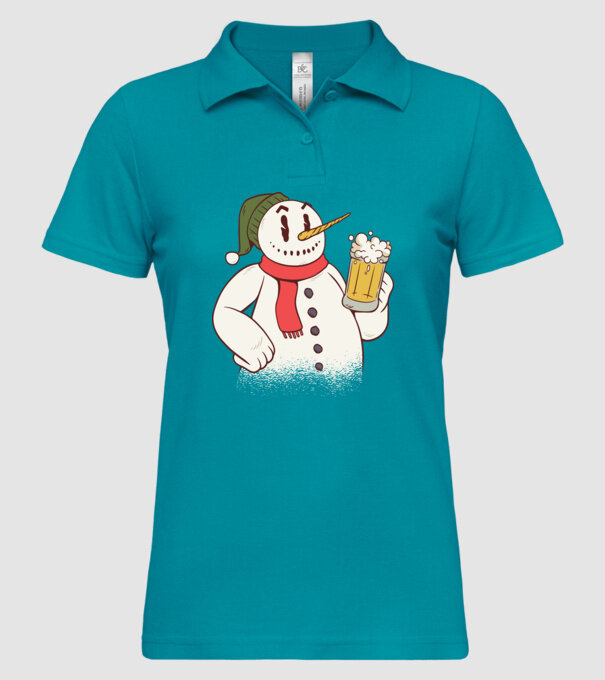 Om de zăpadă cu bere model turcoaz pe tricou