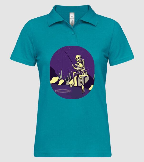 Schelet pescar model turcoaz pe tricou