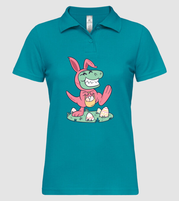 T-rex de Paște model turcoaz pe tricou