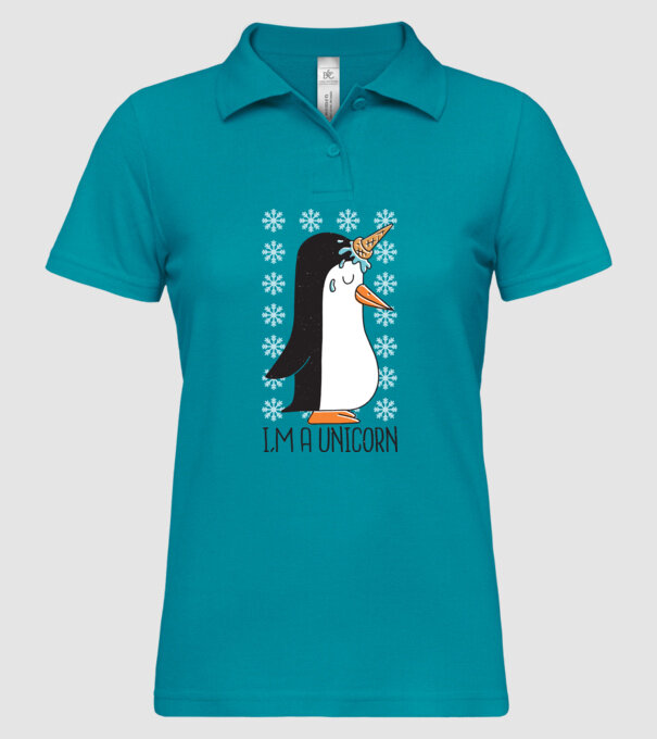 'I''m a Unicorn - Pinguin Unicorn' model turcoaz pe tricou
