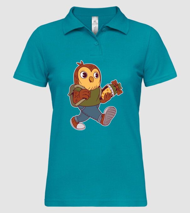 Bufniță școlar model turcoaz pe tricou
