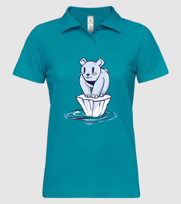 Urs polar pe gheața care se topește model turcoaz pe tricou