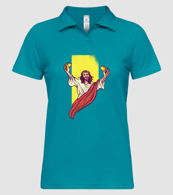 Isus cu Taco tricou amuzant model turcoaz pe tricou