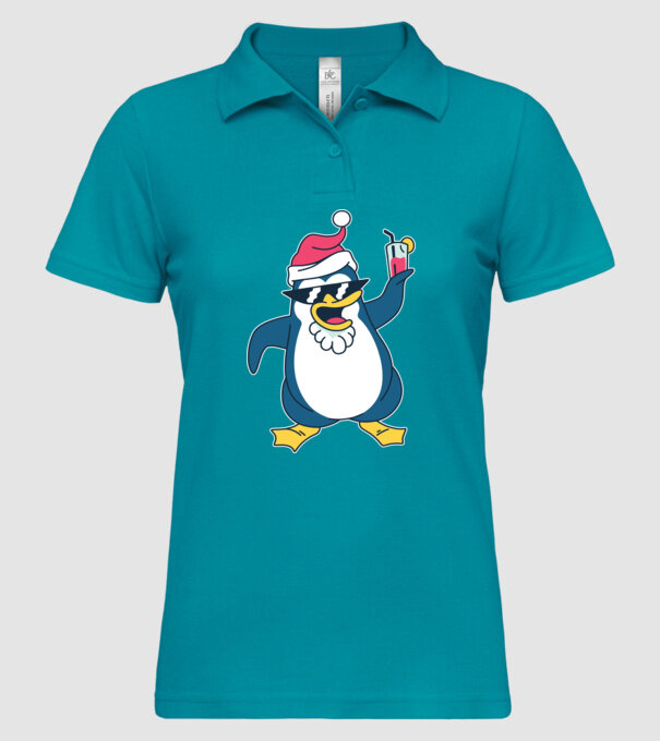 Pinguin de Crăciun model turcoaz pe tricou
