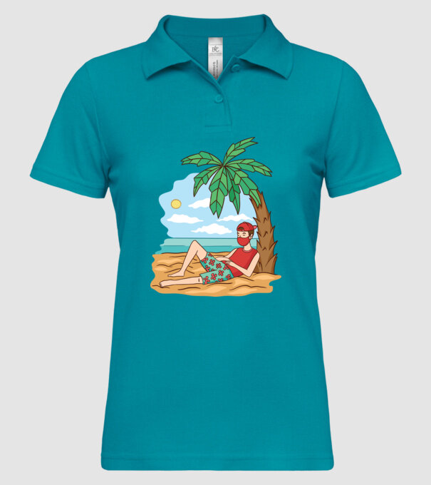 Vacanță în carantină model turcoaz pe tricou